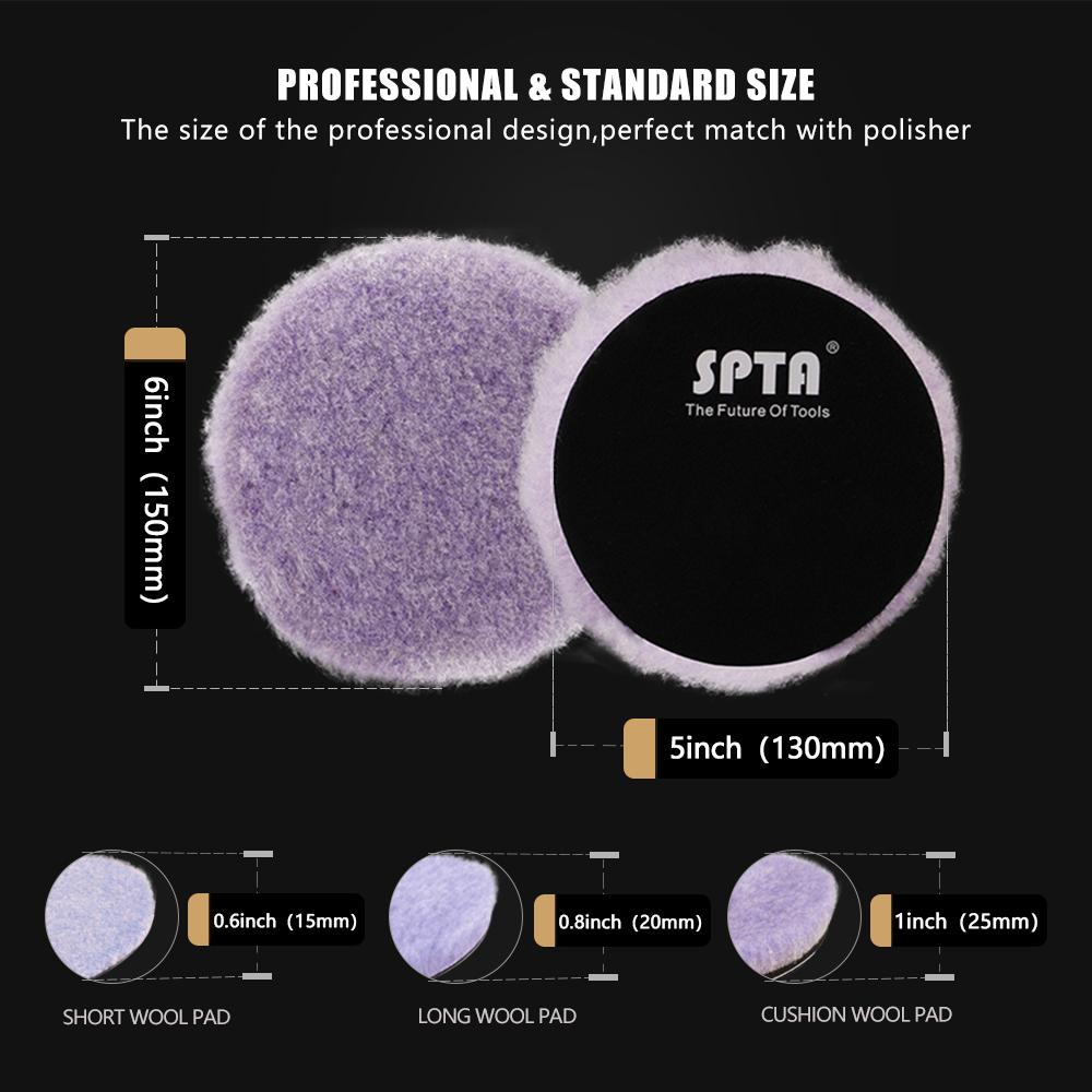 Изображение товара: Полировальная накладка SPTA, фиолетовая вата высокой плотности для полировки автомобиля, 3/5/6 дюймов