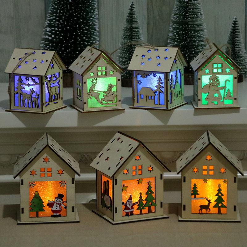 Изображение товара: Festival Led Light Wood House Christmas Tree Decorations For Home Hanging Ornaments Holiday Nice Xmas Gift Wedding Navidad 2020