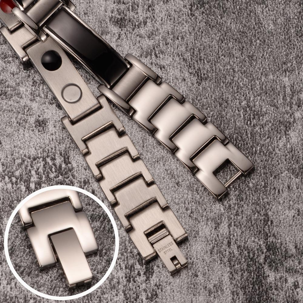 Изображение товара: Браслет Магнитный мужской, черный браслет из нержавеющей стали с звеньями Цепи для магнитной терапии артрита