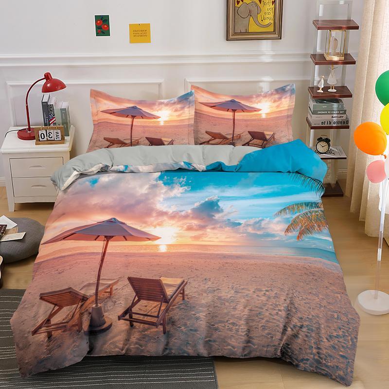 Изображение товара: Комплект постельного белья с 3d-изображением пейзажа, мягкое одеяло с подушкой 1/2 шт.