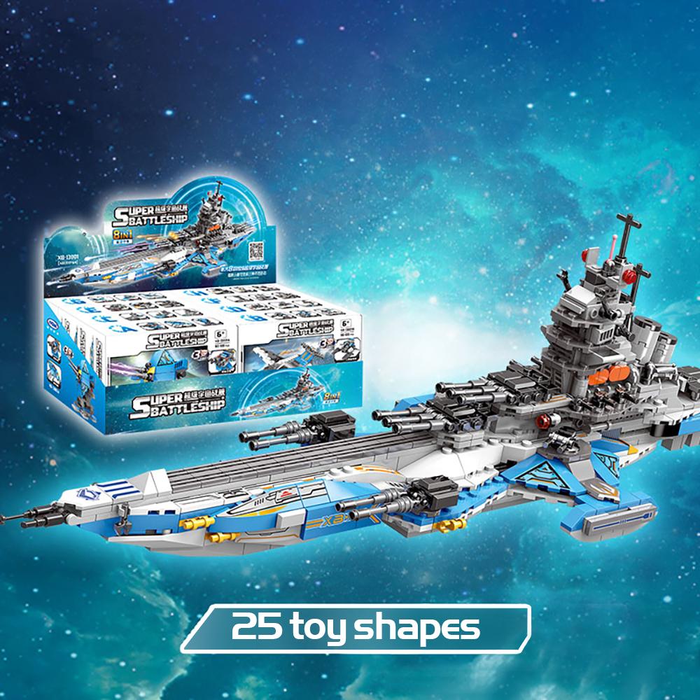 Изображение товара: 872 шт. 8 в 1 детей строительные блоки совместимы с военный корабль космический корабль модель самолета Детские игрушки для мальчиков подарок на день рождения из АБС-пластика