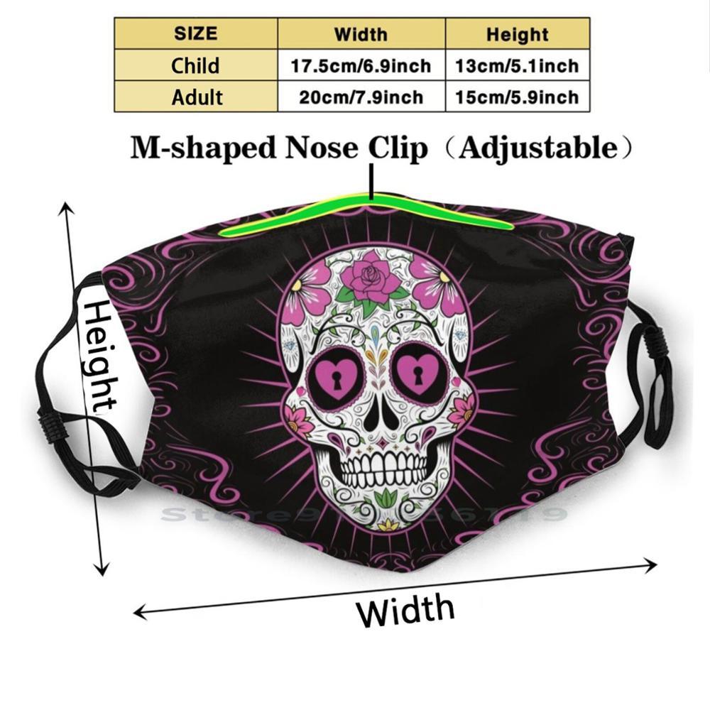 Изображение товара: Череп день мертвых розовый многоразовые рот маска для лица с фильтры для детей череп день мертвых розового сахарного черепа мексиканской Dia De Los