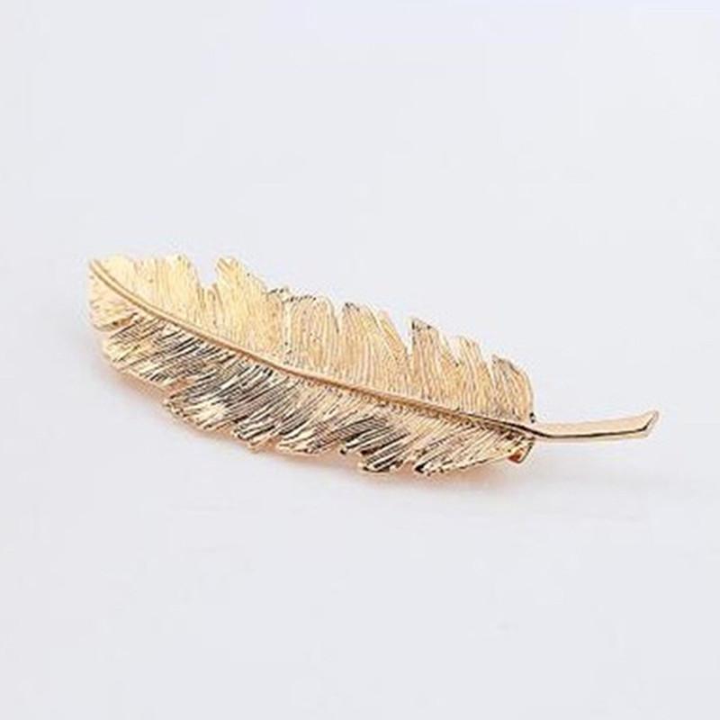 Изображение товара: Модная женская заколка для волос в виде листьев и перьев, заколка для волос, заколка-невидимка, заколка для волос, золотистая/серебристая