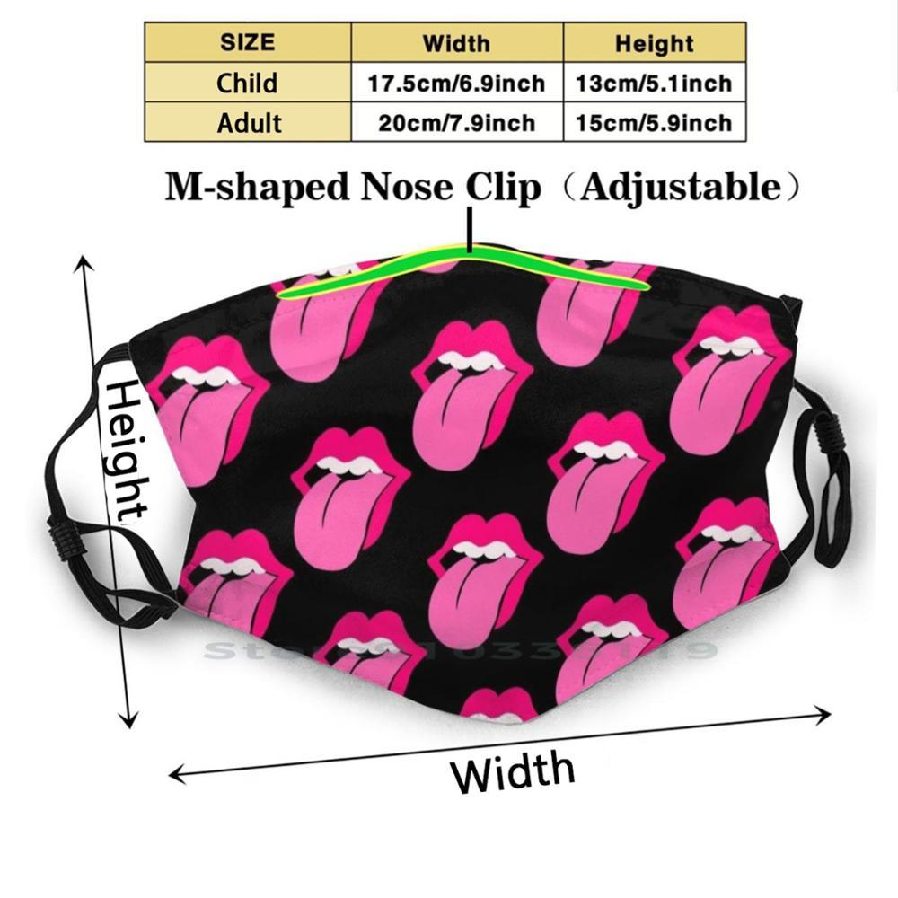 Изображение товара: Розовая многоразовая маска с принтом губ Pm2.5, фильтр, маска для лица, детский розовый язык, губы, рот, тренд, белая Эстетическая посадка
