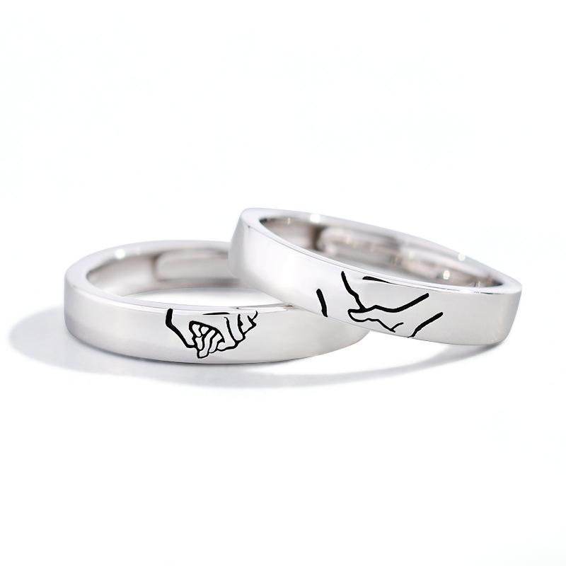 Изображение товара: Uloveido Оригинальное 925 пробы Серебряное кольцо с держателем рук для пары креативное кольцо для мужчин и женщин Открытое кольцо SALRG9