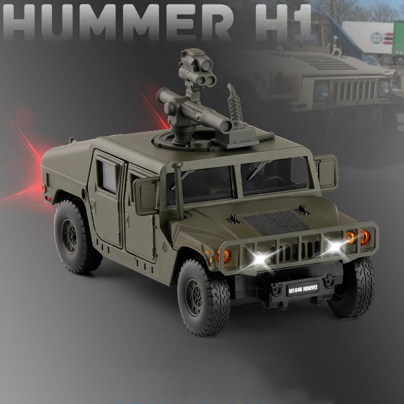 Изображение товара: Новый продукт 1:32 Hummer H1 военная модель сплава, моделирование 6 дверей звук и свет внедорожные игрушки, детские подарки, бесплатная доставка