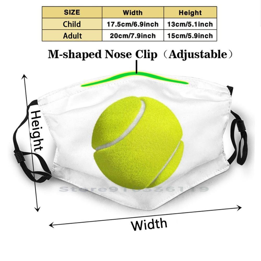 Изображение товара: Многоразовая маска с принтом теннисных мячей, фильтр Pm2.5, маска для лица, детский Теннисный мяч, теннисный мяч, спортивный мяч, войлочный мяч
