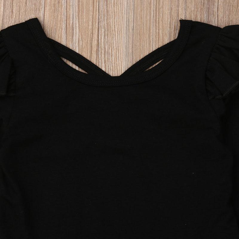 Изображение товара: Lioraitiin 3 шт. осенняя одежда для маленьких девочек наряд с длинным рукавом однотонный черный хлопковый комбинезон леопардовые брюки повязка на голову комплект одежды