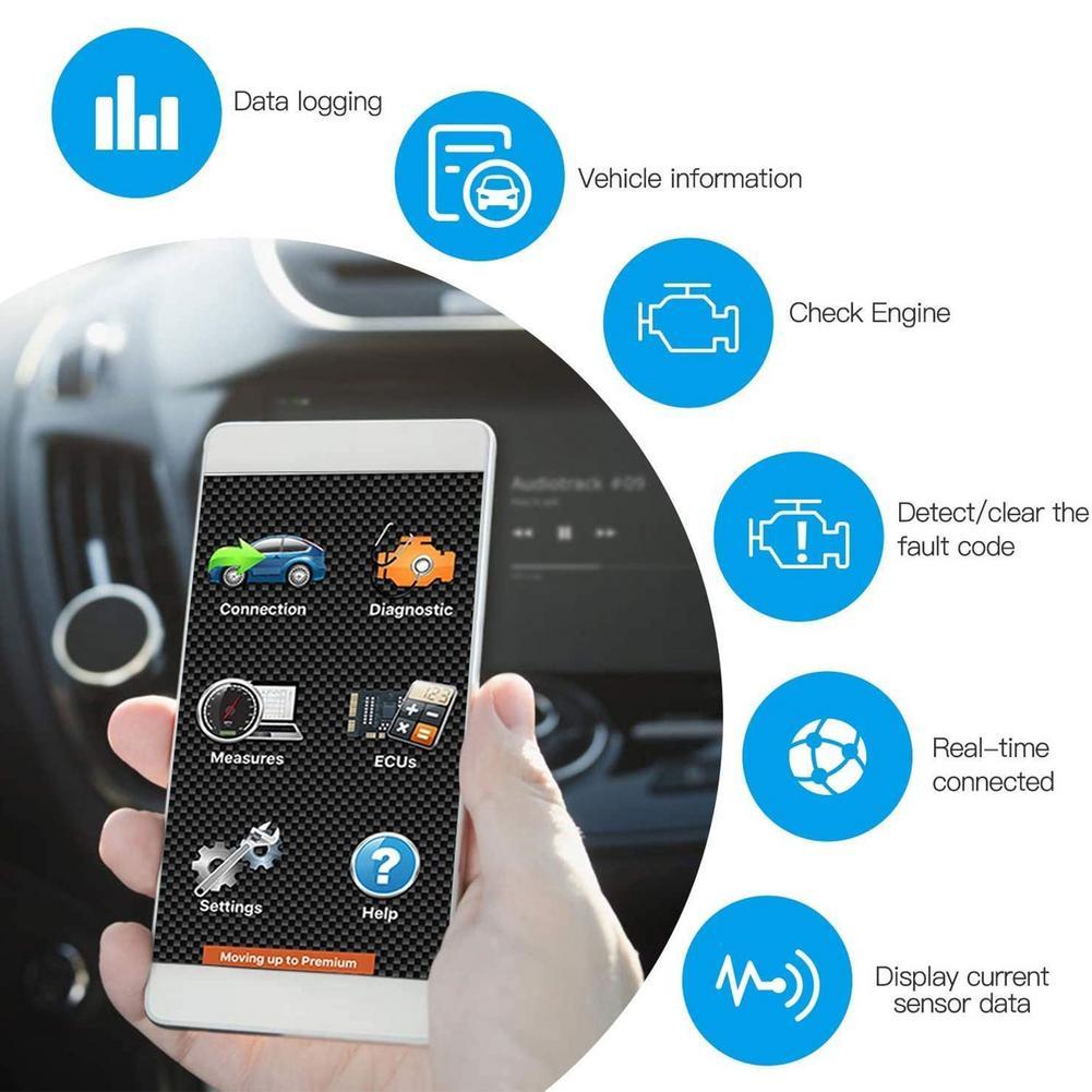 Изображение товара: Автомобильный Bluetooth-адаптер OBD2, считыватель кода ELM327, диагностическое устройство с 1 CD-диском