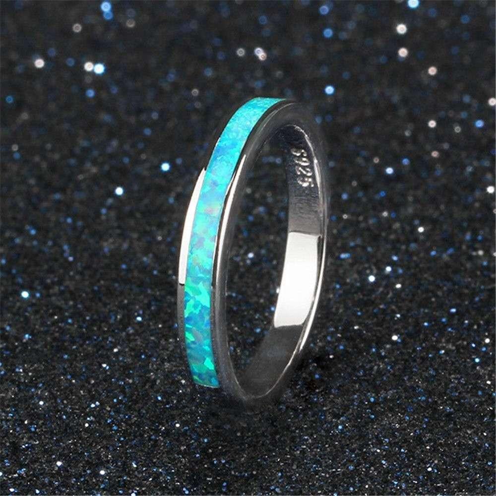 Изображение товара: Milangirl Ocean Blue Fire Opal парные кольца позолоченное кольцо для влюбленных минималистичное простое модное ювелирное изделие для женщин и мужчин