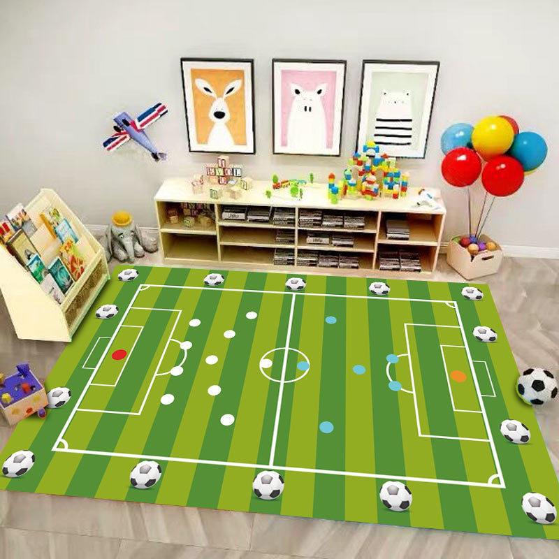 Изображение товара: Современный 3D коврик для игры в футбол, фланелевый коврик с пенным наполнителем с эффектом памяти, детские коврики для игровой зоны, домашние большие коврики для гостиной