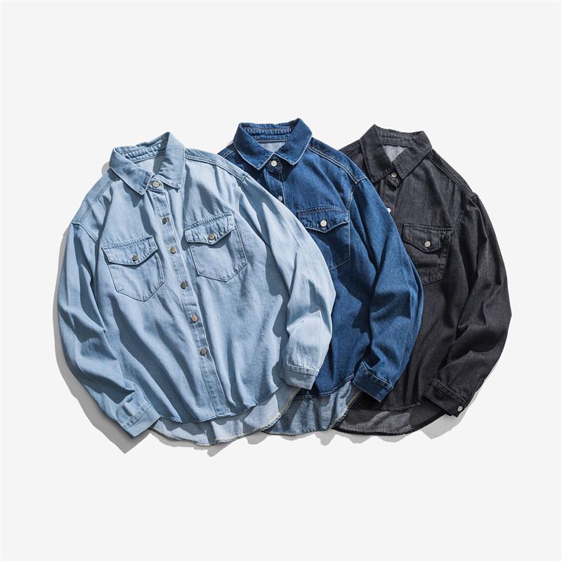 Изображение товара: Рубашка мужская однотонная с длинным рукавом, модная повседневная Уличная одежда в стиле хип-хоп, формальная, на пуговицах, модный пиджак