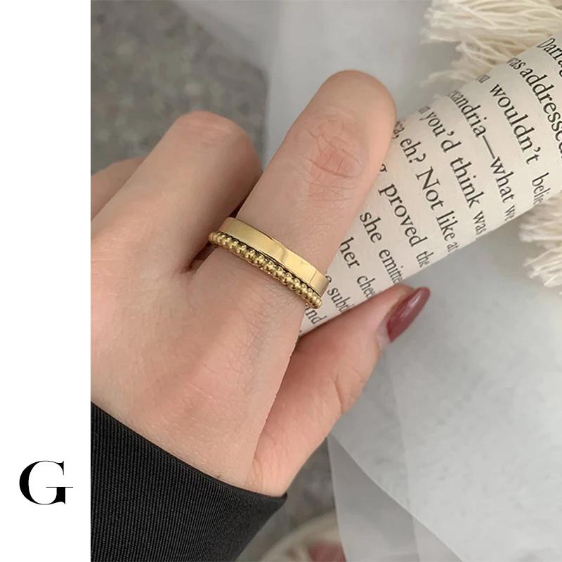 Изображение товара: GHIDBK Лидер продаж 2020, модное кольцо из нержавеющей стали, минималистский Геометрические кольца шариков женские уникальным дизайнерским рисунком кольцо уличные Стиль ювелирные изделия