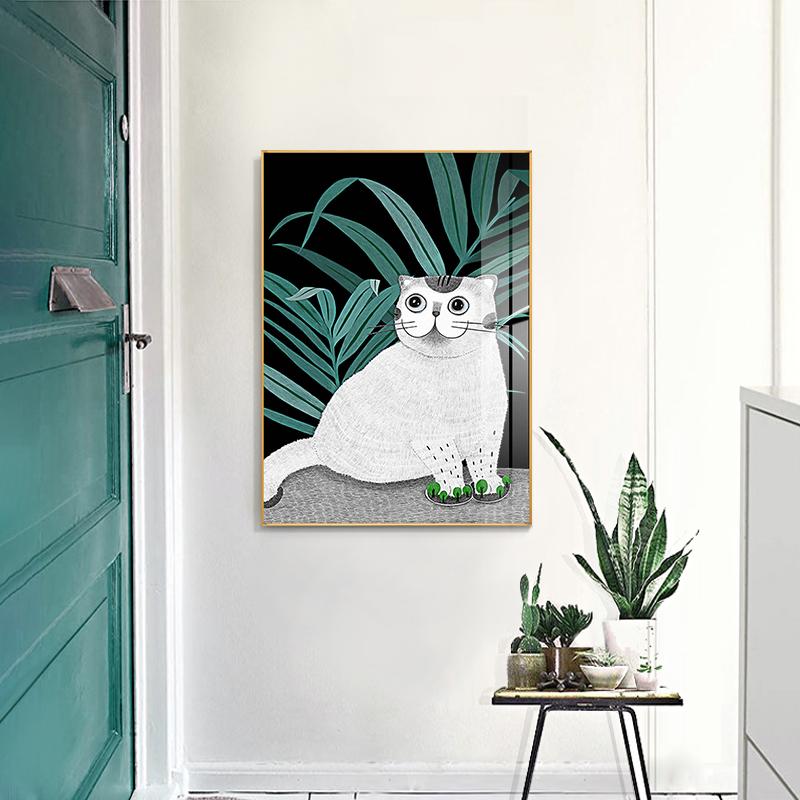 Изображение товара: Домашний декор, зеленые растения, настенная Картина на холсте, животные, кошка, настенные постеры для детской комнаты, художественные декоративные картины