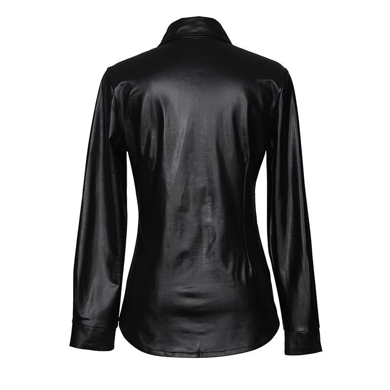 Изображение товара: European And American-Style Nightclub Ladies Sexy WOMEN'S PU Leather Long-Sleeve Shirt Hot Selling