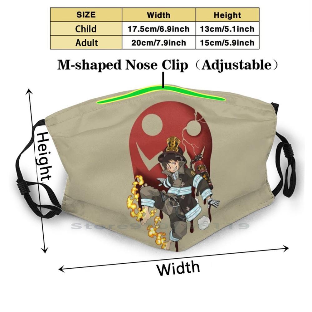 Изображение товара: Многоразовая маска Fire Force с принтом Pm2.5, фильтрующая маска для лица, для детей, Fire Force Fireforce Stiker, аниме Shinra Kusakabe Shinrakusakabe