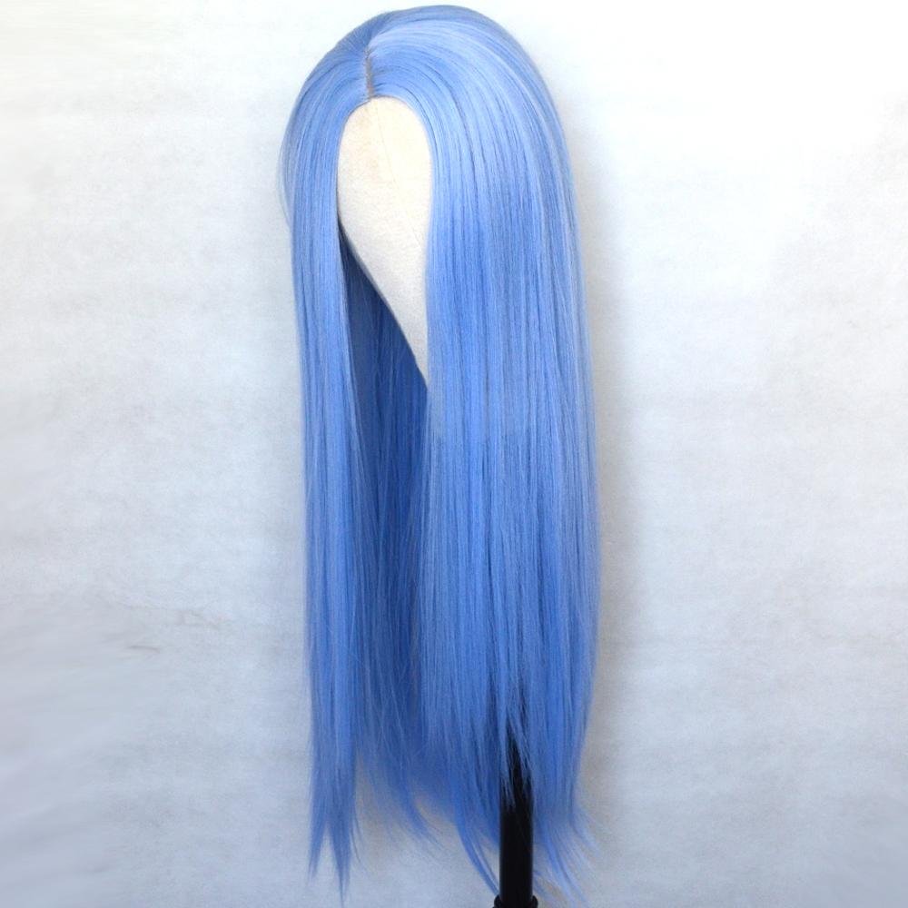 Изображение товара: Парик Vogue Queen для женщин, синтетический длинный прямой парик светло-голубого цвета из термостойкого волокна, для косплея