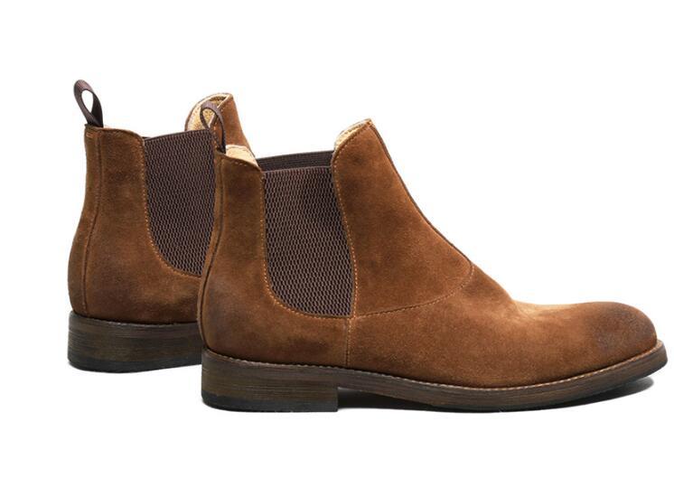 Изображение товара: Мужские замшевые ботинки Goodyear, коричневые короткие ботинки челси до середины икры, в стиле ретро, зимняя обувь, 2019
