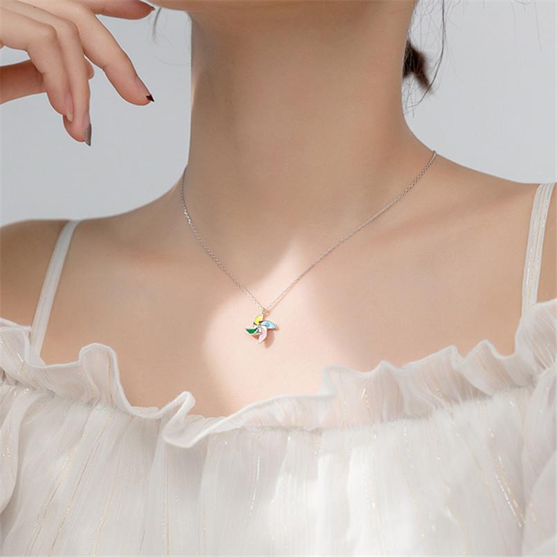 Изображение товара: Женское регулируемое ожерелье, минималистичное ожерелье с эмалью, подвеска в форме мельницы