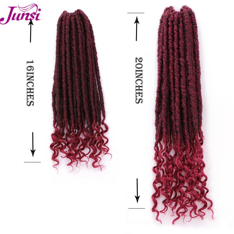 Изображение товара: Искусственные кудрявые косички JUNSI, косички для вязания волос, 16, 20 дюймов, мягкие натуральные черные косички, синтетические волосы для наращивания