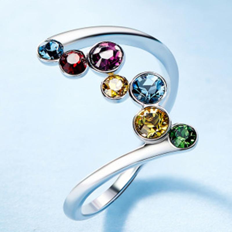 Изображение товара: Элегантное романтичное женское кольцо Milangirl, кольцо с крученым дизайном, роскошное благородное серебряное кольцо с цветными искусственными камнями, Женское кольцо