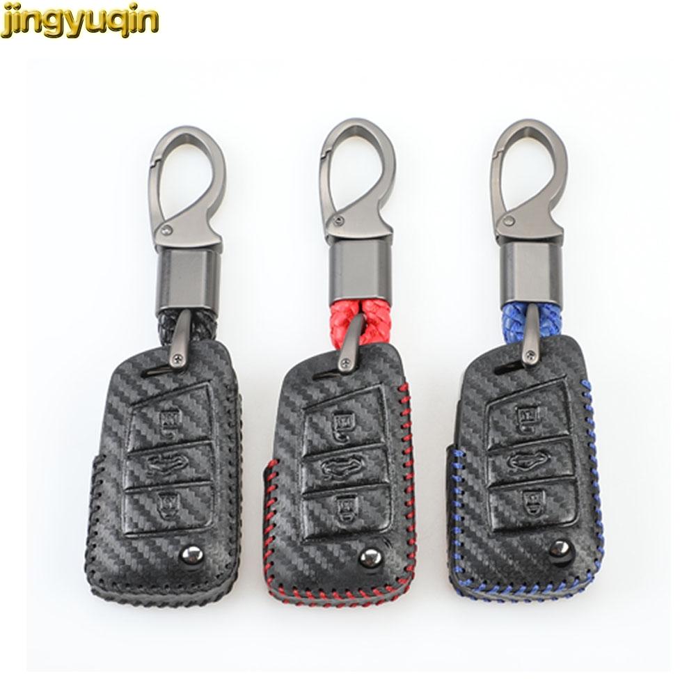 Изображение товара: Jingyuqin кожаный карбоновый дистанционный Автомобильный ключ чехол для BMW X5 F15 X6 F16 G30 7 серии G11 X1 F48 F39 4 кнопки
