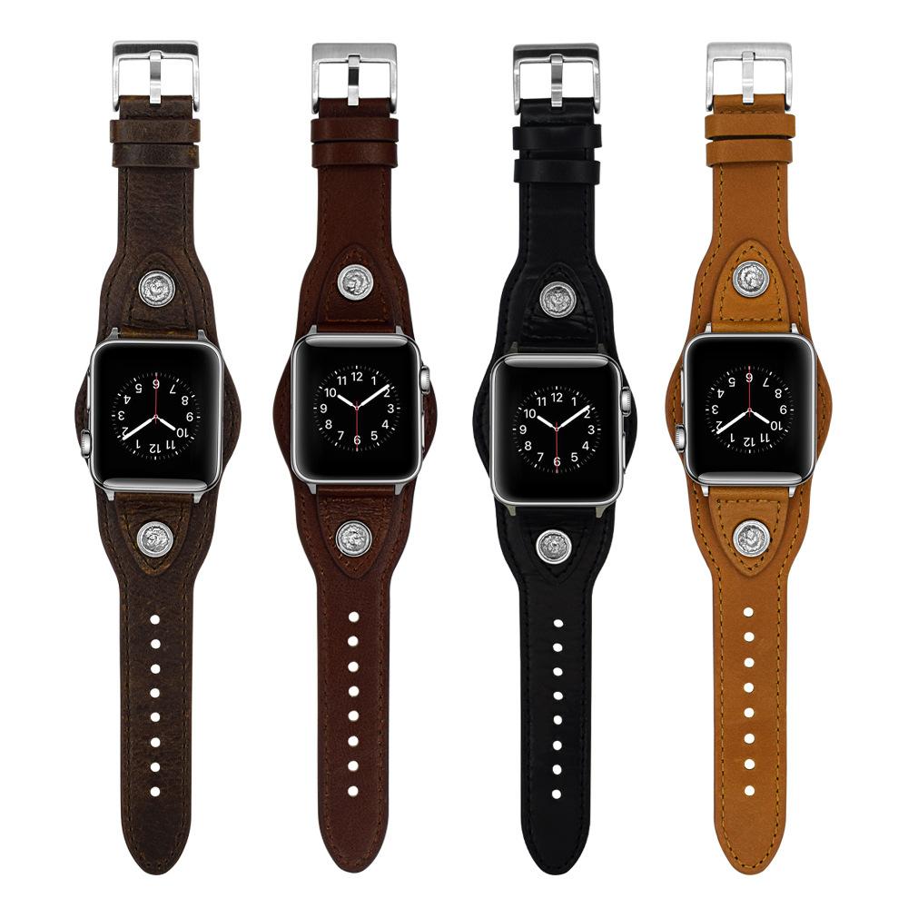 Изображение товара: Кожаный ремешок в стиле ретро для Apple Watch Band 44 40 мм, натуральная кожа, ретро браслет 38 42 мм для Iwatch Series 5/4/3/2, браслет
