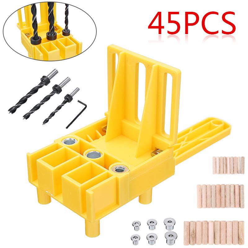 Изображение товара: 45pcs Woodworking Doweling Drill Guide Hole Puncher Kits Multi-functional 6/8/10mm Drill Guide Kit Dowel Bit Set Hole Saw Tools