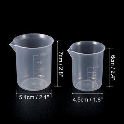 Изображение товара: Набор из 2 мерных стаканчиков лабораторные прозрачные пластиковые градиентные стаканчики 50 мл + 100 мл