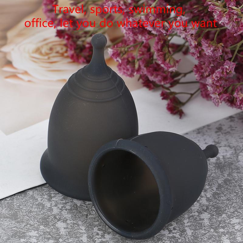 Изображение товара: Многоразовая силиконовая менструальная чаша, медицинская женская менструальная чаша черного цвета, менструальная чаша для женщин, Женская гигиена