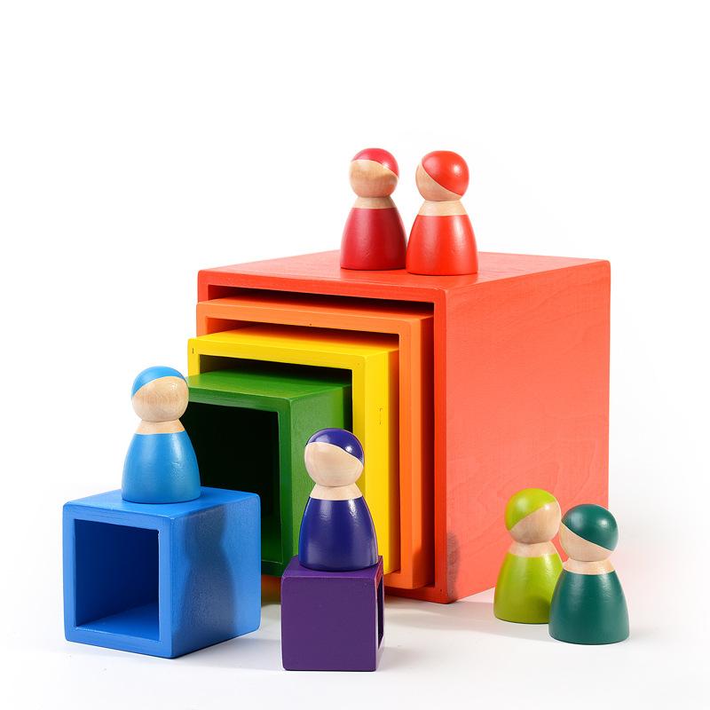 Изображение товара: Детские игрушки, большие размеры, радужные строительные блоки, деревянные игрушки для детей, креативные радужные штабелеры, Монтессори, развивающие игрушки для детей