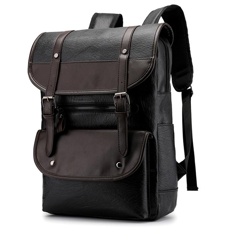 Изображение товара: Рюкзак из искусственной кожи, модный винтажный рюкзак унисекс для студентов, ноутбук, Подростковая водонепроницаемая сумка, женские и мужские сумки