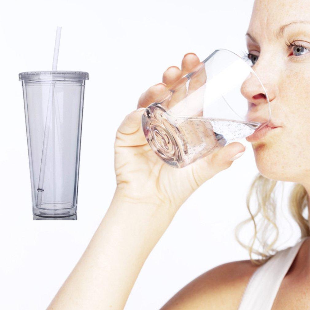 Изображение товара: Дорожная портативная чашка 650 мл с соломинкой, Спортивная Женская бутылка для воды, герметичная чашка, двухслойная пластиковая велосипедная бутылка