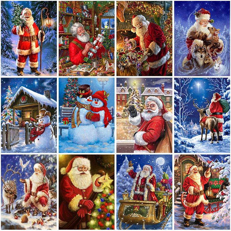 Изображение товара: DIY 5D Diamond Painting Santa Claus Full Round Drill Snowman Diamond Embroidery Cross Stitch Kits Christmas Gift Home Decor