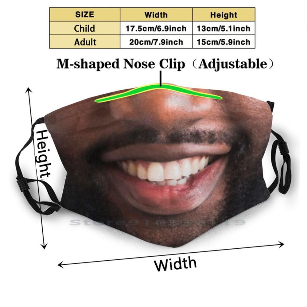 Изображение товара: Многоразовая маска с улыбающимся лицом афро-американского мужчины, фильтр Pm2.5, для самостоятельной сборки, детская маска для лица, бороды, усов, афроамериканцев