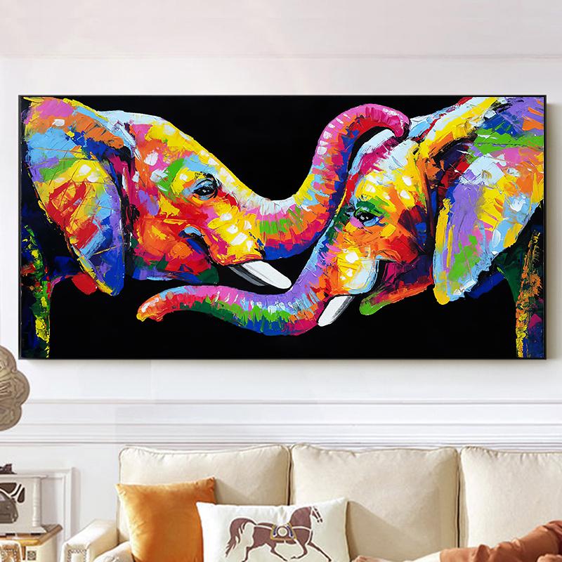 Изображение товара: Абстрактные животные, красочные картины на холсте с изображением слона, настенные художественные плакаты и принты, картины для украшения гостиной