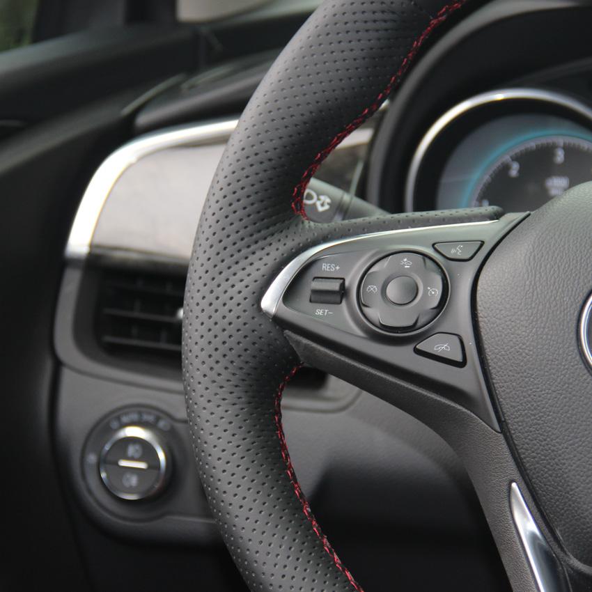 Изображение товара: Черная кожаная мужская прошитая вручную чехол рулевого колеса автомобиля для Buick Envision 2014 2015