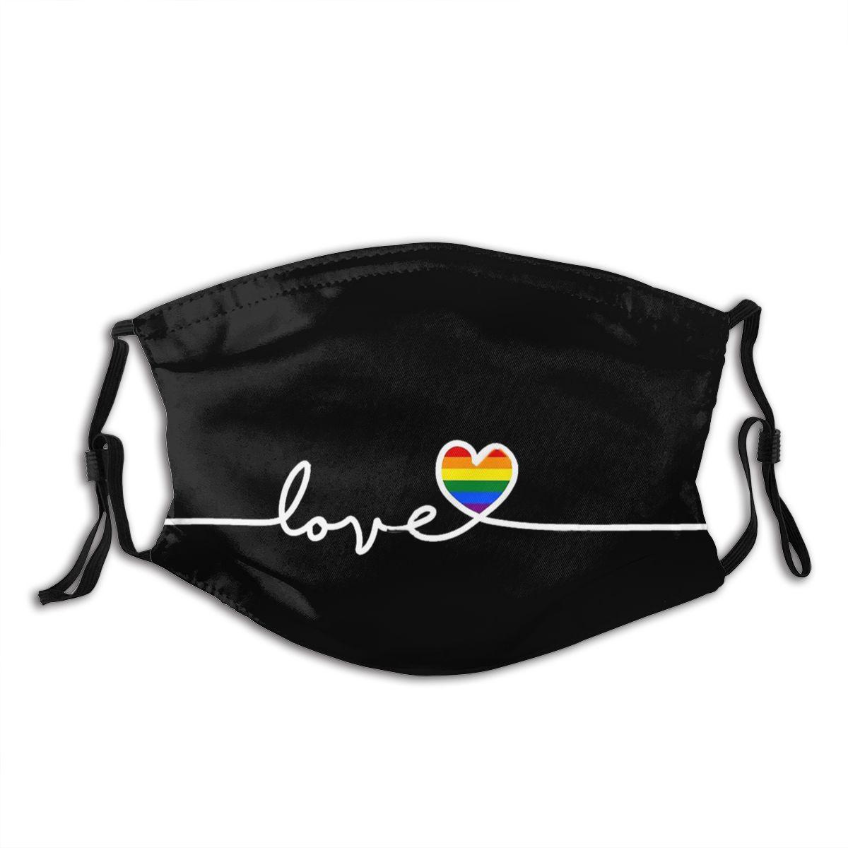 Изображение товара: ЛГБТ маска для лица с принтом любящего сердца, не одноразовая, с фильтрами, ветрозащитная, с защитой от холода, защитный респиратор для взрослых