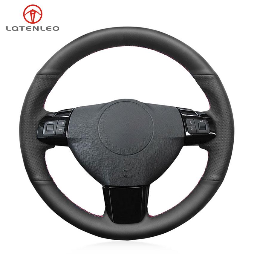 Изображение товара: LQTENLEO Black Genuine Leather Steering Wheel Cover For Vauxhall Astra 2004-2009 Signum Vectra C 2005-2009 Zaflra (B) 2005-2014