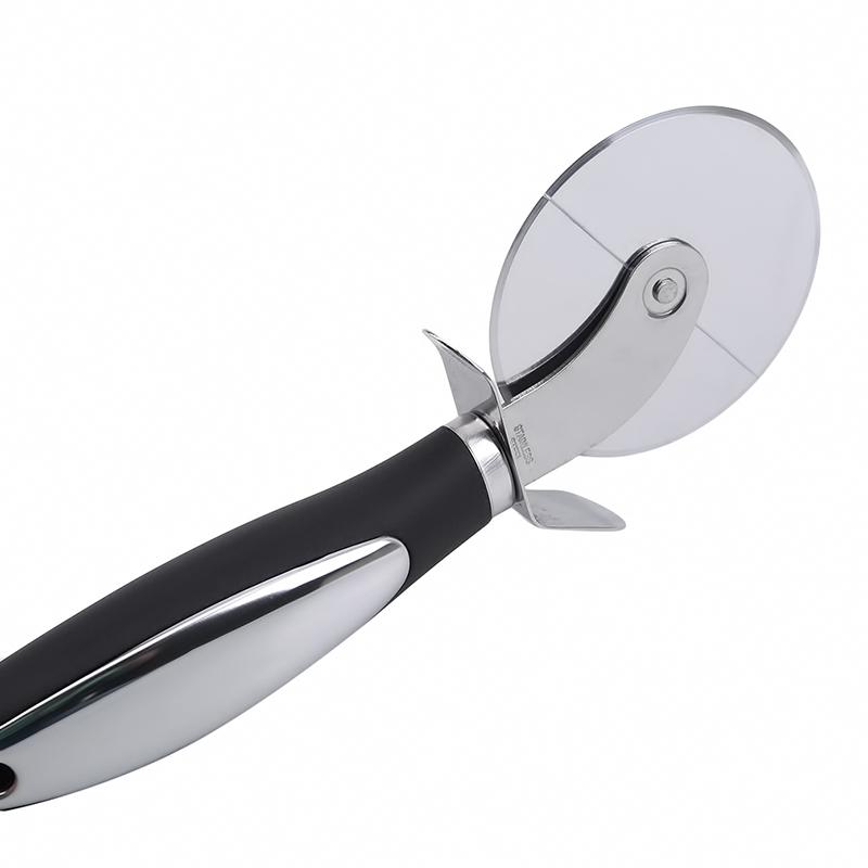 Изображение товара: Резиновая ручка, нож для пиццы колесная пицца Нержавеющая сталь креп Ножи круглой вращающейся специальным колесом нож для пиццы для выпечки