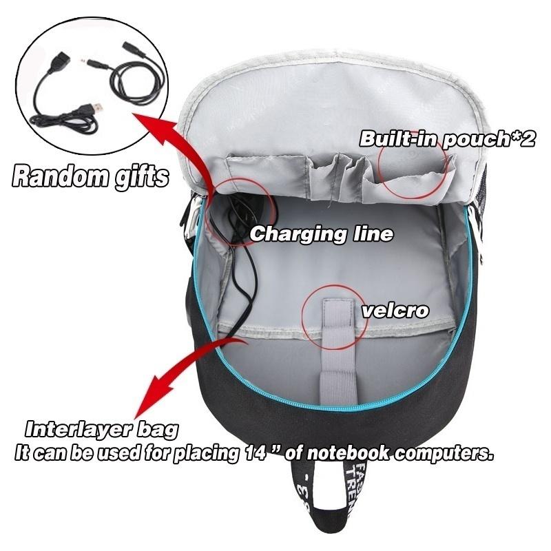Изображение товара: Рюкзак для мальчиков и девочек, светящийся школьный ранец с USB-зарядкой и защитой от кражи, рюкзак для подростков