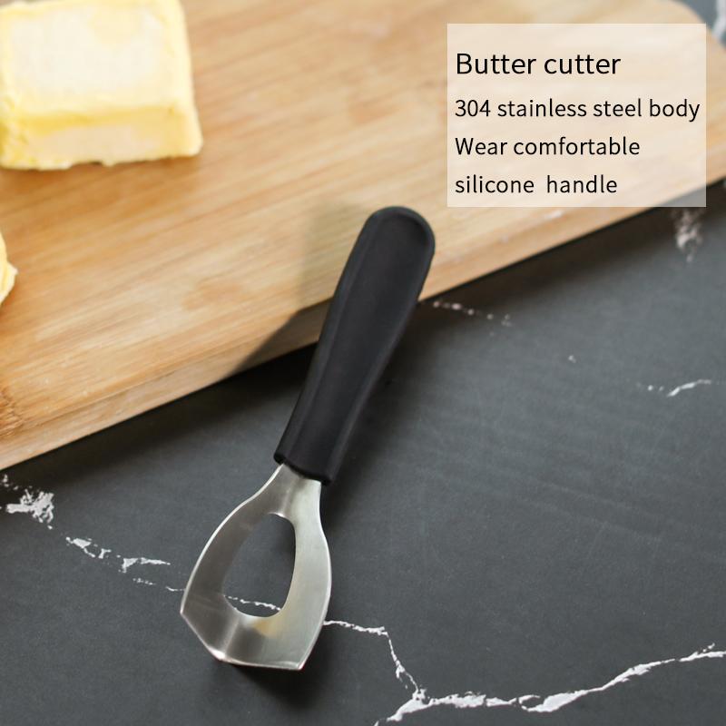Изображение товара: Нож для резки масла из нержавеющей стали 304, домашний нож для резки сыра, силиконовая ручка