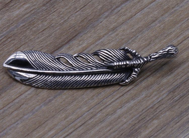 Изображение товара: Ожерелье из стерлингового серебра тайское серебро ручной работы пробы, в стиле ретро, с кулоном в виде пера и когтя, мужское властное