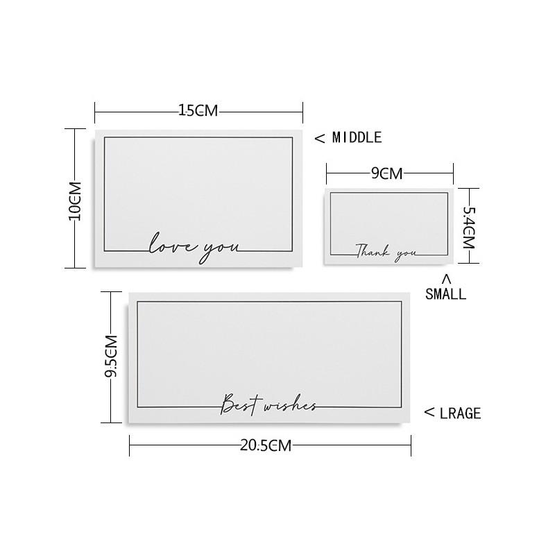 Изображение товара: 100 шт./упак. простая и свежая благодарная открытка с наилучшими пожеланиями, открытка с надписью love you, чистый белый, три размера, студенческие подарки