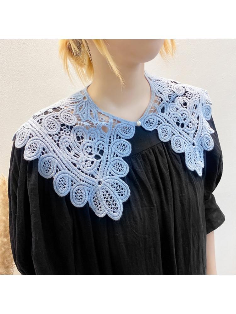 Изображение товара: Для женщин, ажурное платье с фальшивым воротником цветочные кружева однотонная Цвет в стиле 