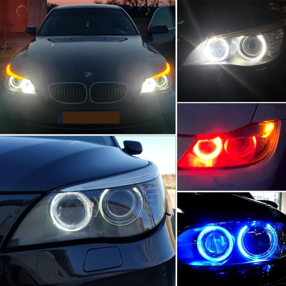 Изображение товара: 2 CANbus red blue error-free 20W LED angel eyes daytime driving light circle for BMW e90 e92 e60 e64 e70 X5 X6 M3 e71