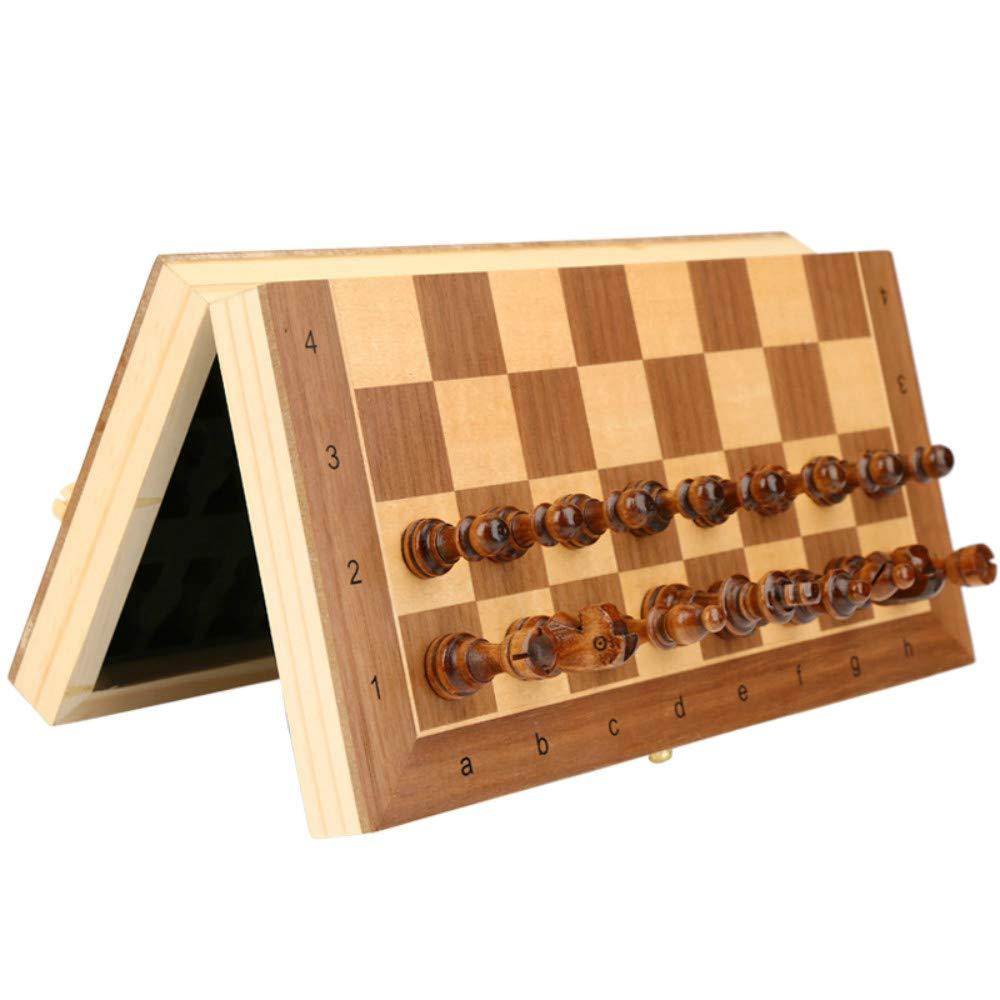 Изображение товара: Магнитный деревянный складной Шахматный набор с войлочной игровой доской, для хранения, для взрослых и детей, для начинающих, большие шахматы 39 х39 см