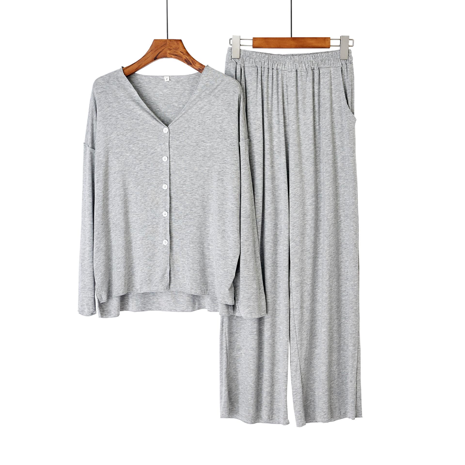 Изображение товара: Japanese new style cotton pajamas suit ladies spring and autumn cardigan solid color long-sleeved trousers home service suit