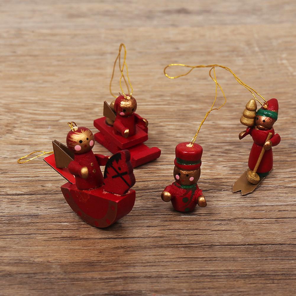 Изображение товара: 12 шт./лот рождественские деревянные подвески, украшения для кукол, деревянное ремесло, Санта/медведь, детские подарки, подвесные украшения «сделай сам», Рождественский Декор