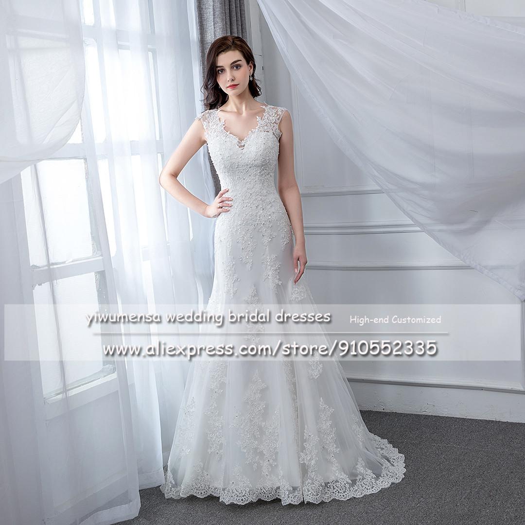 Изображение товара: A89 фабричное изготовление под заказ Robe De Princesse Femme с v-образным вырезом Свадебное платье-бохо с рукавами-крылышками винтажное свадебное платье Русалка платья 2020